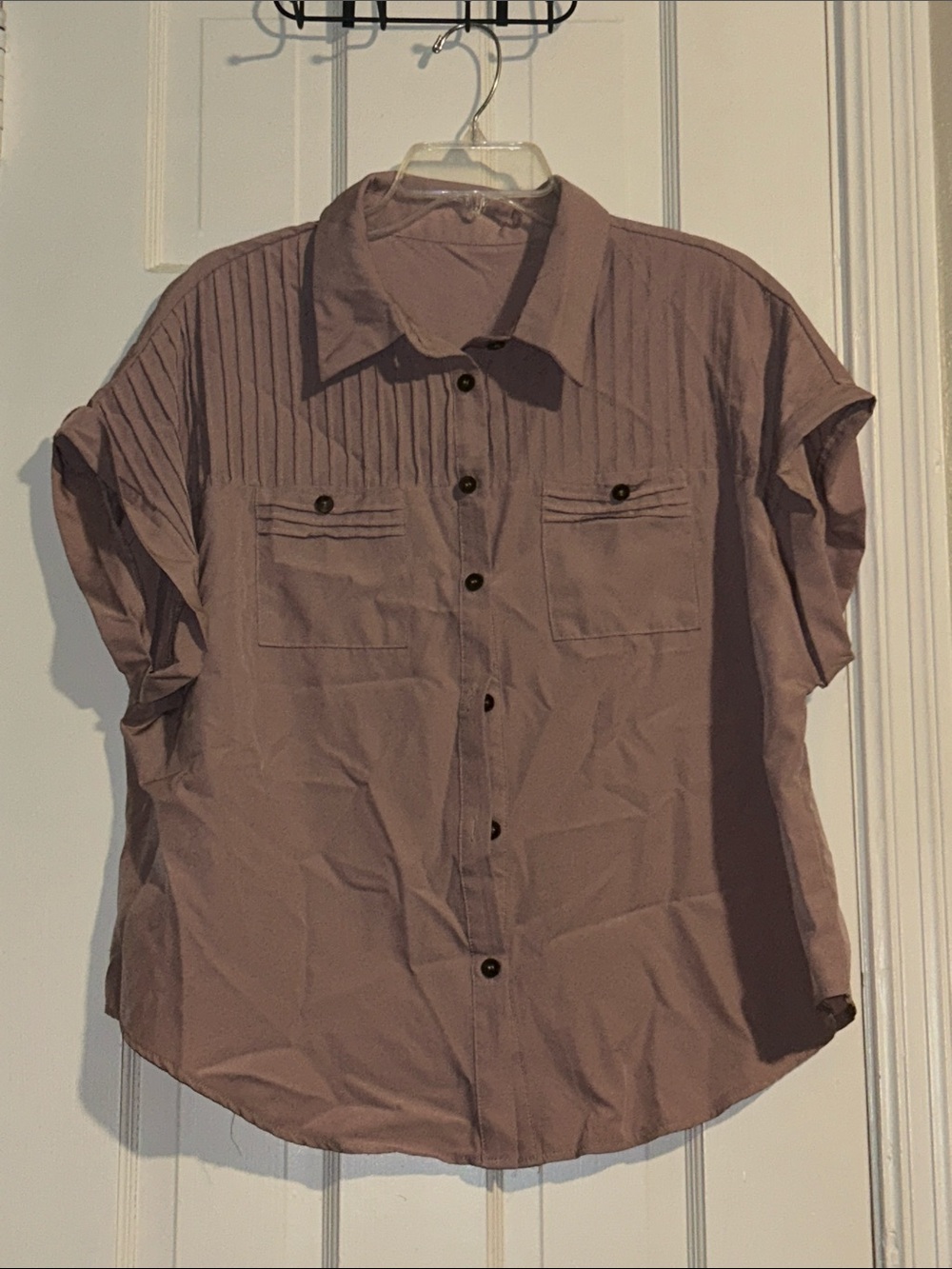SHEIN Mauve Button-Down Short Sleeve Shirt